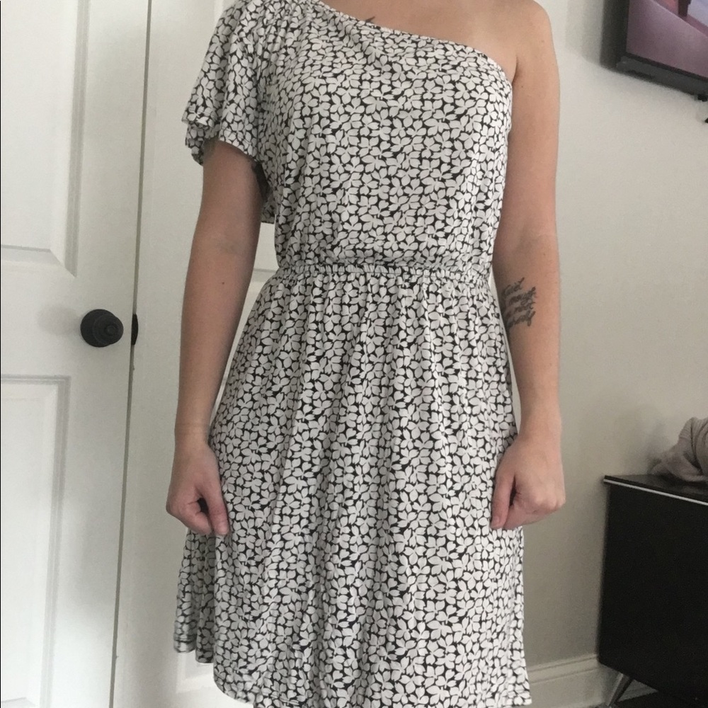 One Shoulder Floral Print Dress